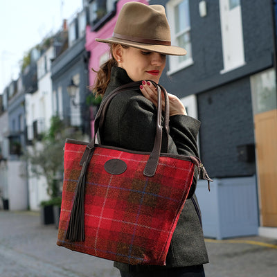 Red Check Harris Tweed Women’s Shopper Bag