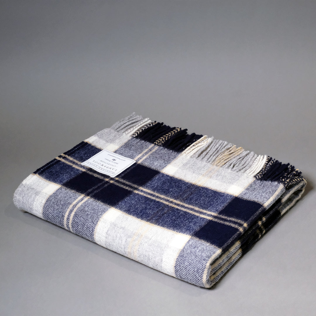 Sciarpa In Tartan Scozzese Bannockbane Modern Navy – 100% Lana D'Agnello 180x25 Cm