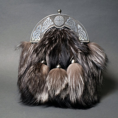 Silver Fox Fur Dress Sporran with Antique Pewter Cantle