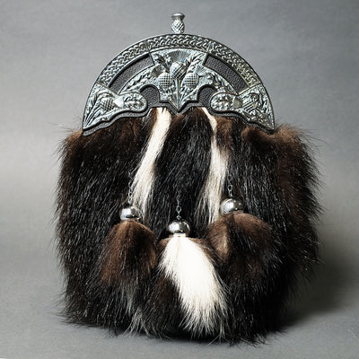 Skunk Fur Dress Sporran with Chrome Thistle Cantle