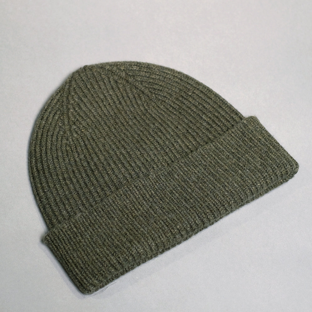 Olive green wool hat top