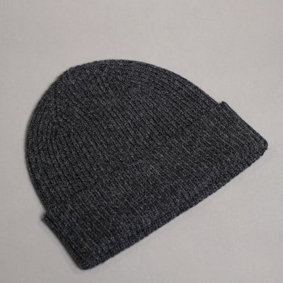 Pure Wool Beanie Hat in Charcoal