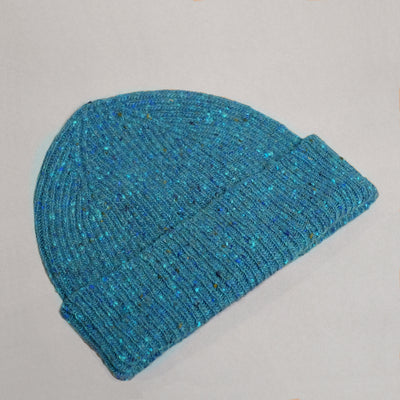 Speckled Wool Beanie Hat in Teal